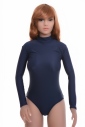 Microfiber Womens Bodysuit Turtle Mock Neck Long Sleeve Thong 237
