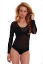 Ladies Tulle Bodysuit with long sleeves neck  thong style 370